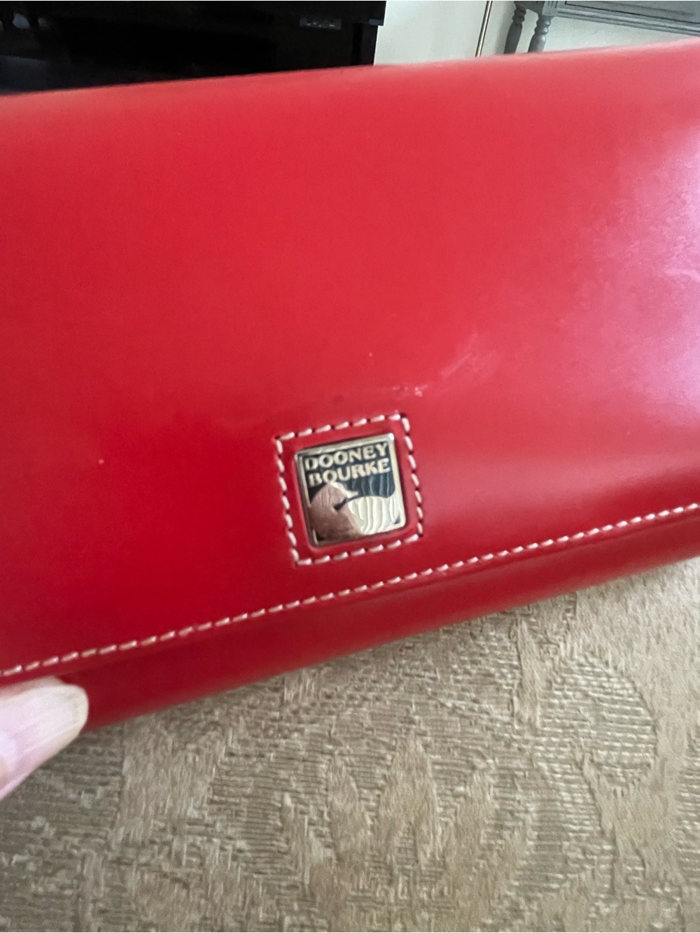 Dooney & Bourke Bright Red Leather Flap Wallet - Picture 13 of 15